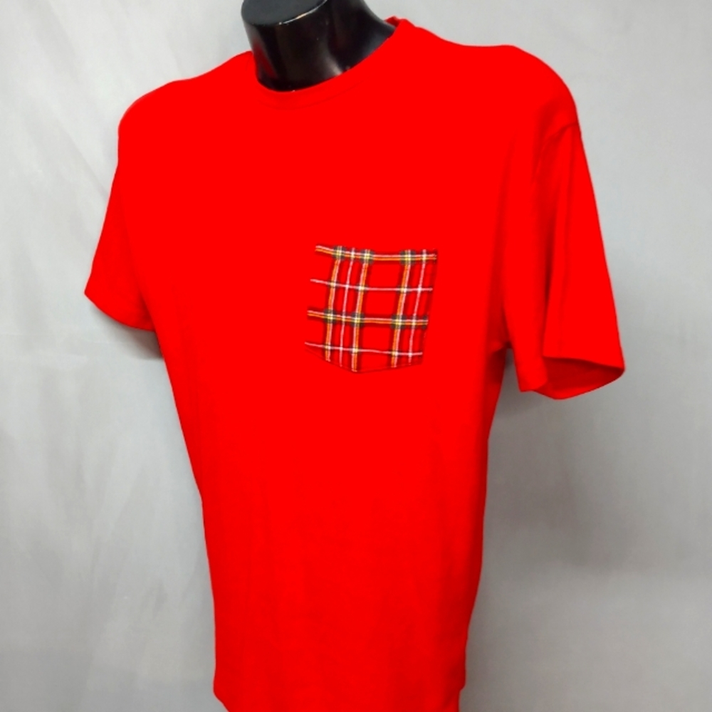 Red shirt flannel pocket